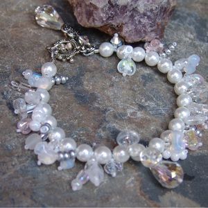 White Cluster Beaded Bracelet by Sandy Robinson Jewelry